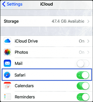 disable Safari from iCloud