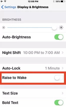 Turn off Raise to Wake