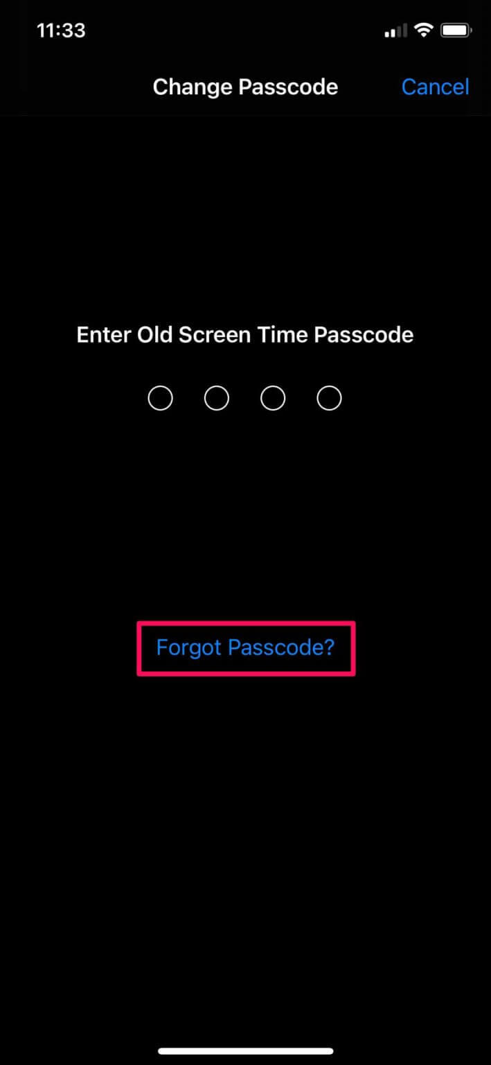 click forgot passcode