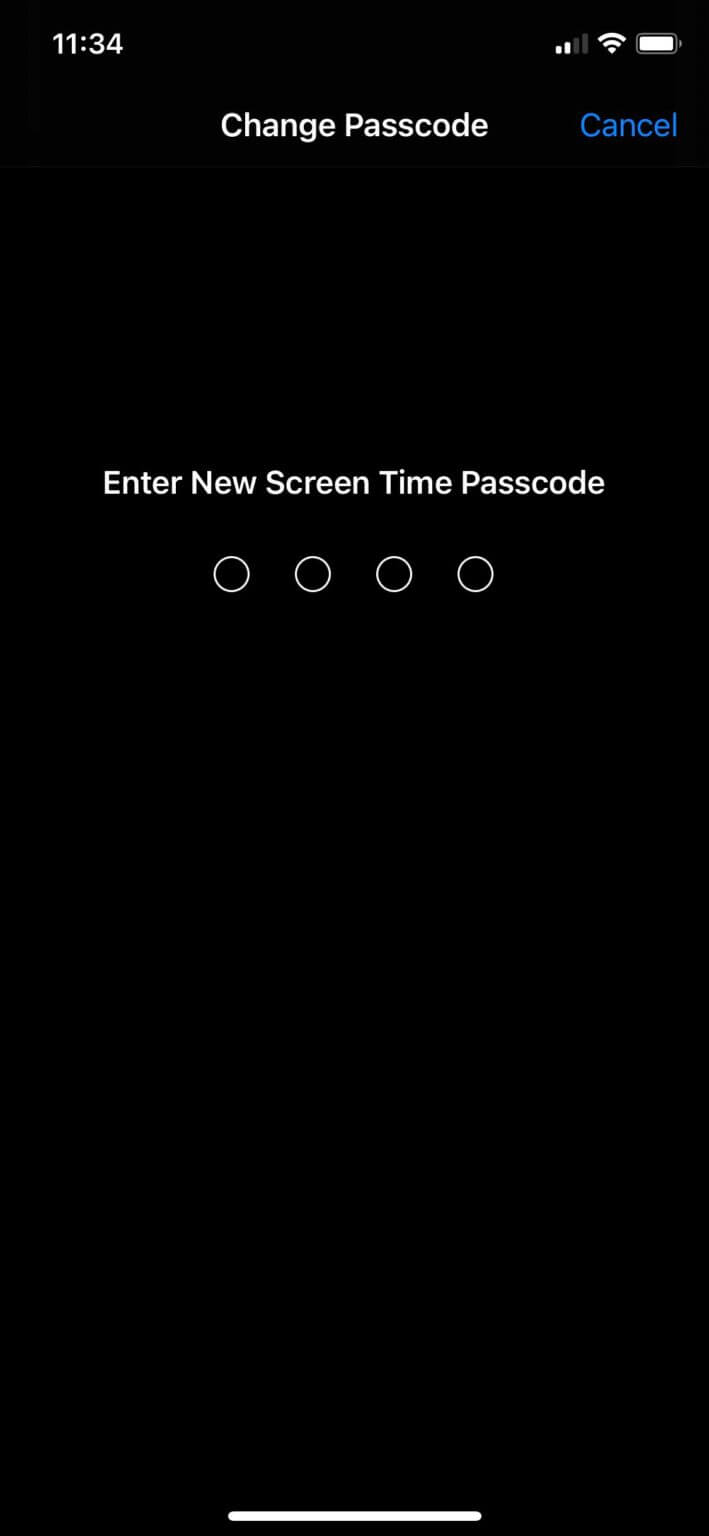 enter new screen time passcode