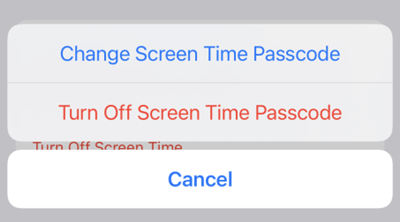 change or turn off Screen Time passcode