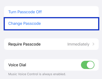 change passcode