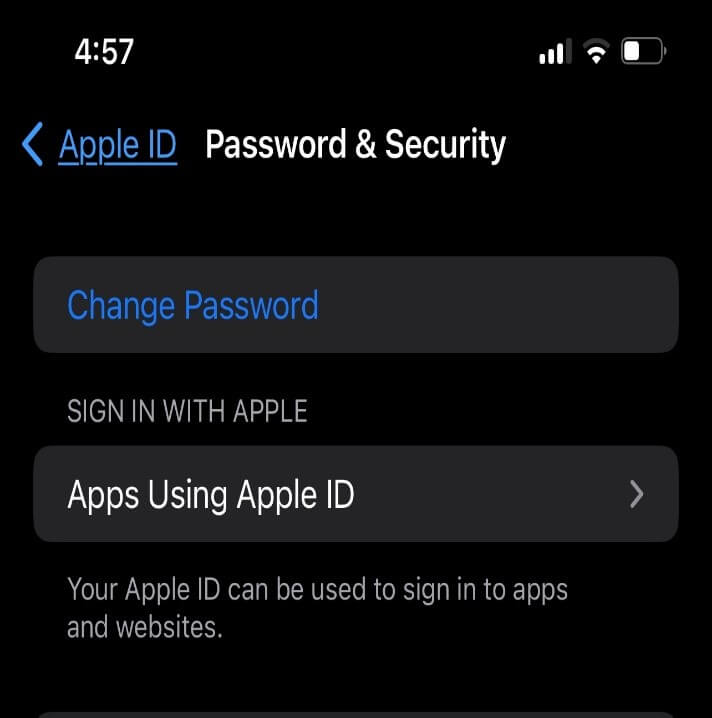 change password on ios device