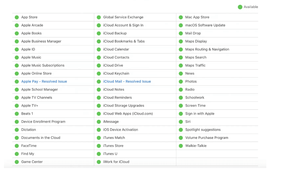 how to check apple id server status