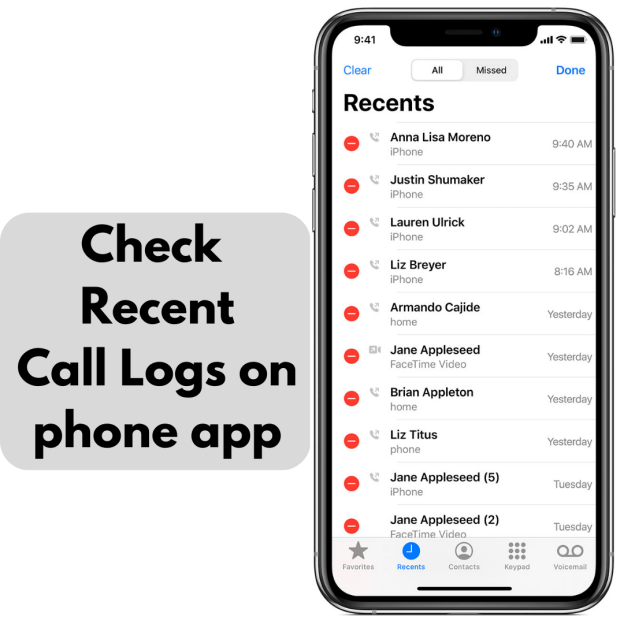 check recent call logs on phone