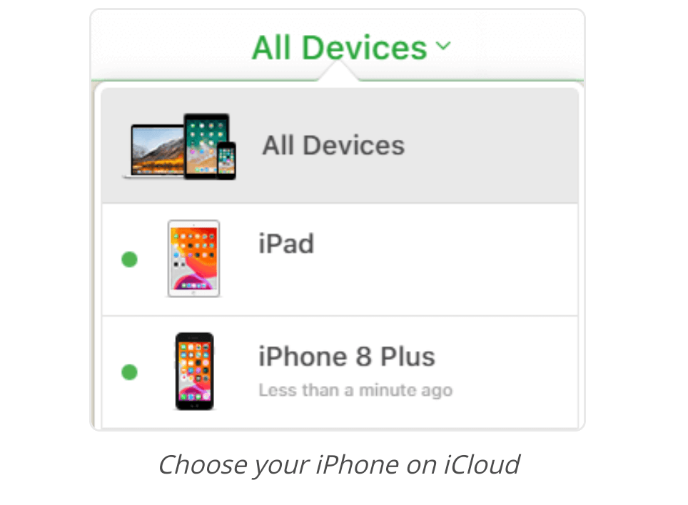 choose your iphone on icloud