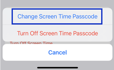 confirm to change screen time passcode