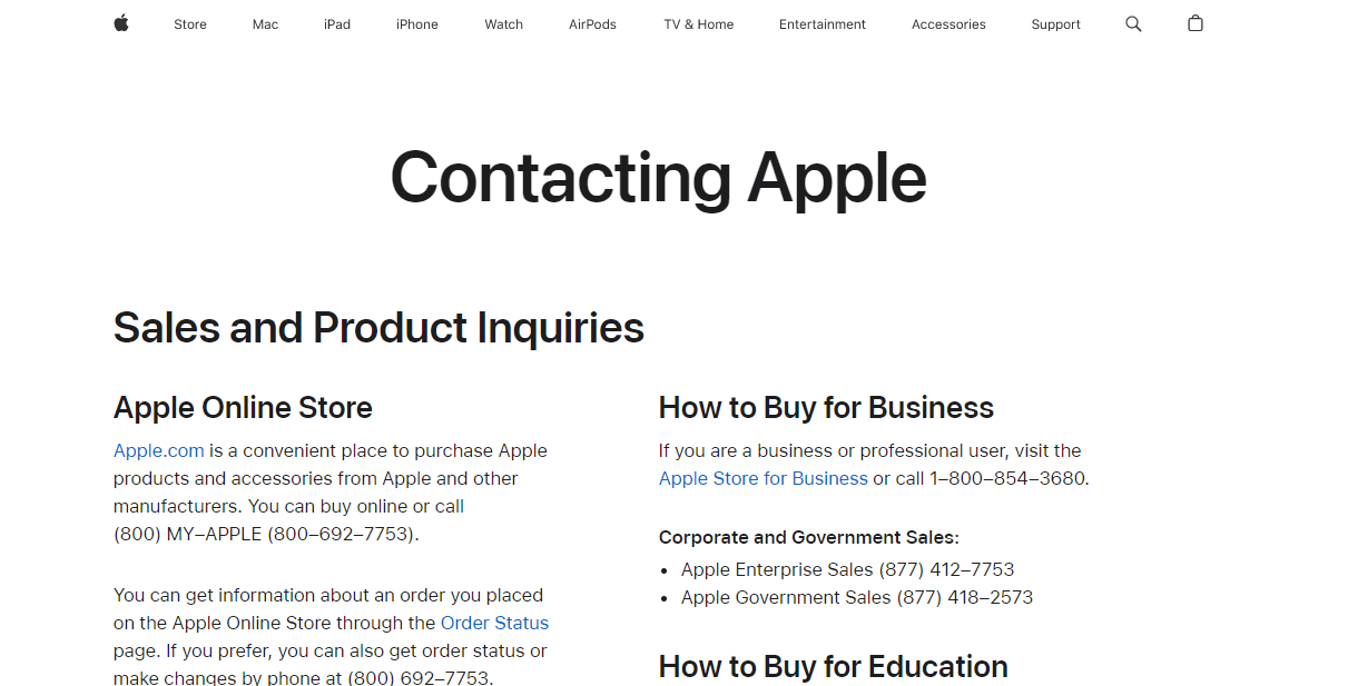 contacting apple