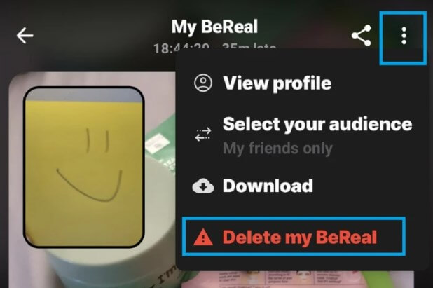 delete a bereal post