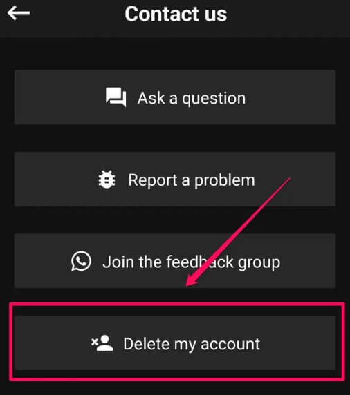 delete account on android