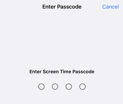 enter Screen Time passcode