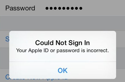 wrong apple id password