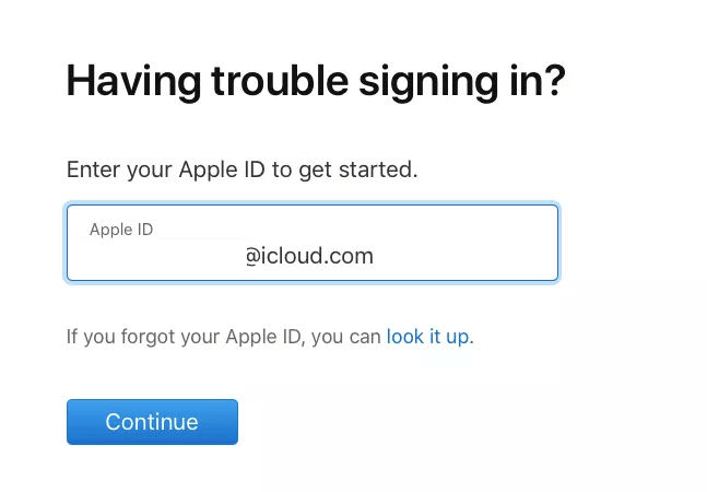 find icloud email with iforgot