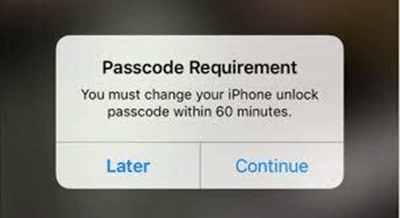 iPhone passcode requirement