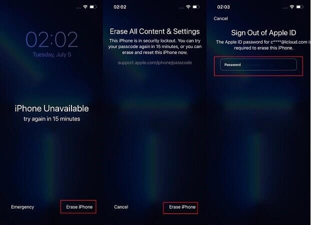 how to erase iphone with password