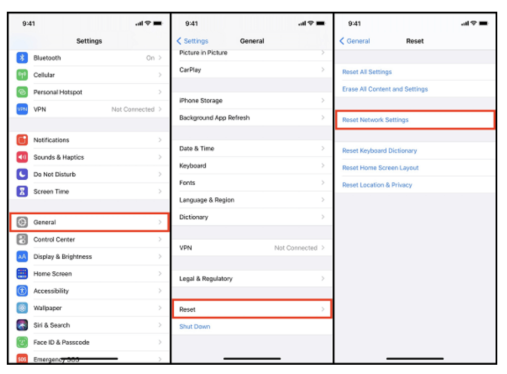 how to reset network settings