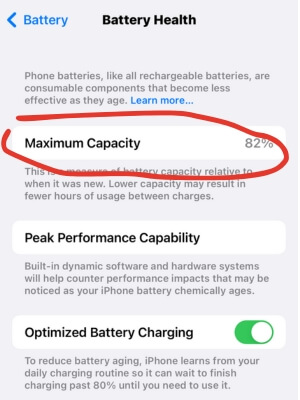 Click Battery Health to check Maximum Capacity