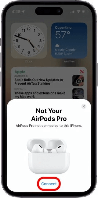airpods click connect on the pop up