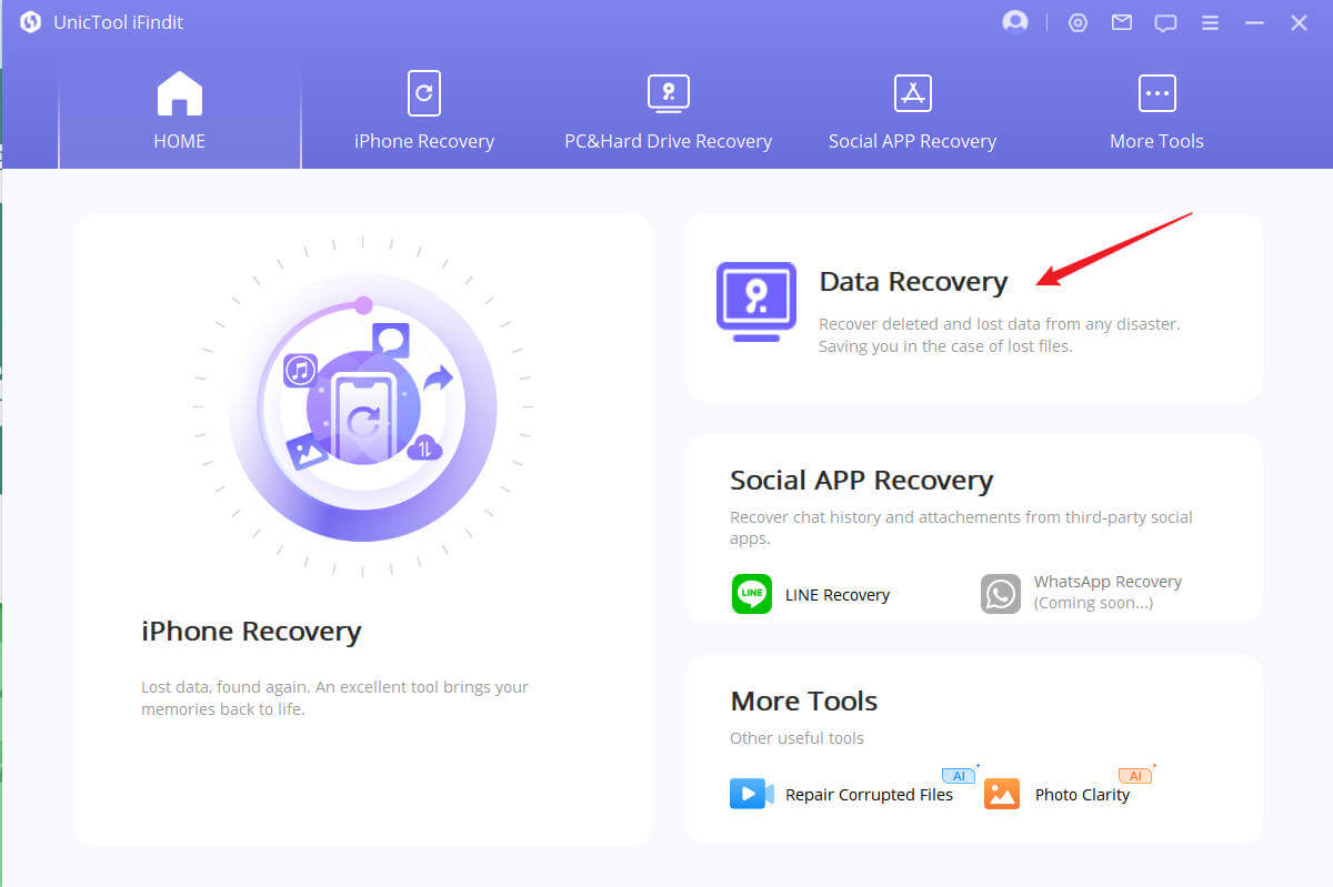 download ifindit then click data recovery