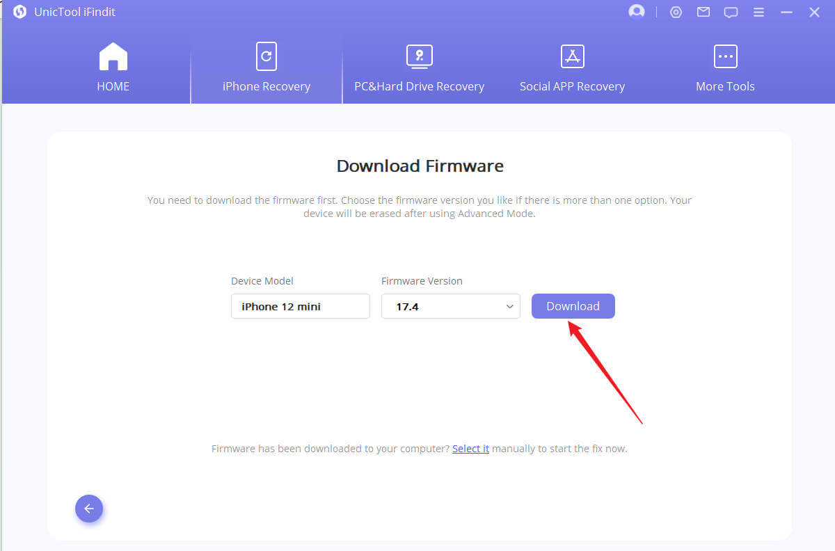 choose the firmware version