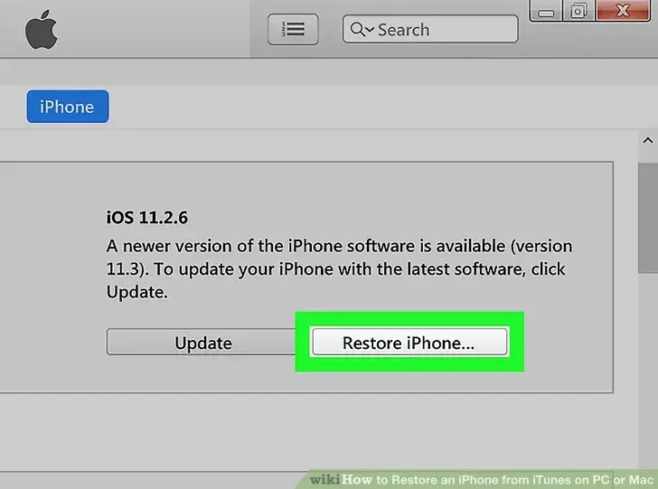 click restore iphone button to get next step