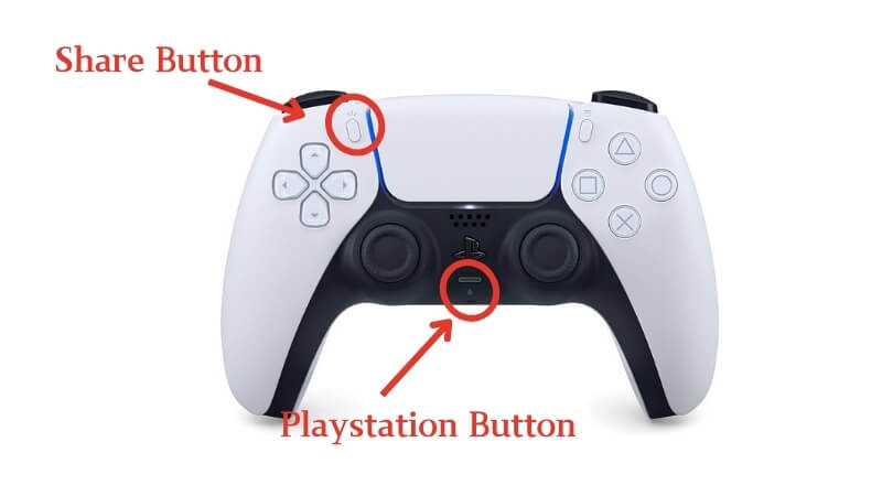 press and hold the share button and playstation button on ps5