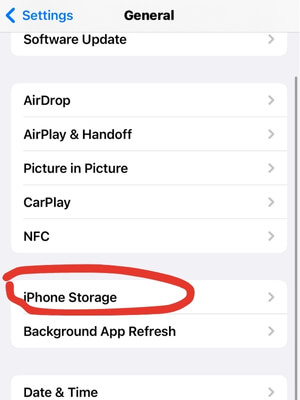 scroll down and find iPhone Storage