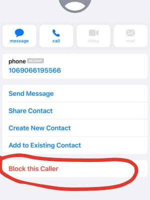 scroll down and tap block this caller