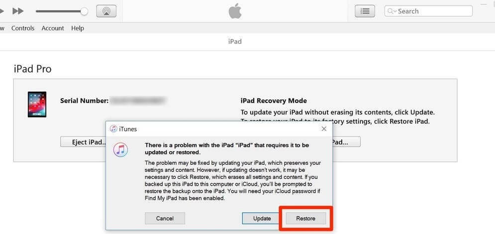 ipad itunes recovery mode