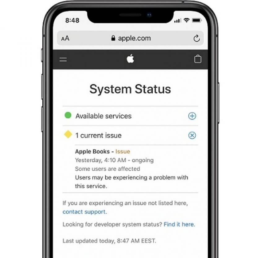 iphone system status