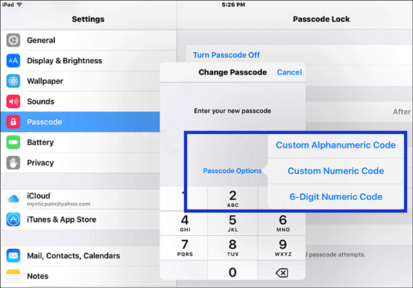 Passcode Options