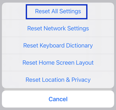 Reset All Settings