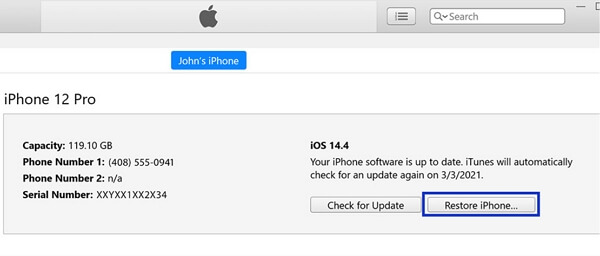 restore iPhone via iTunes