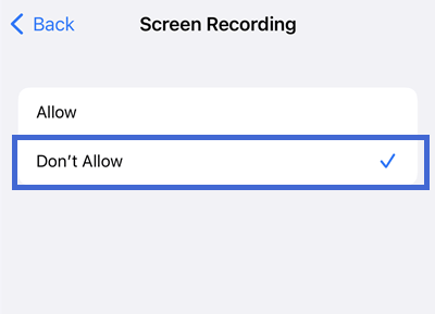 don't allow screen recording