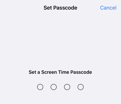 set a screen time passcode