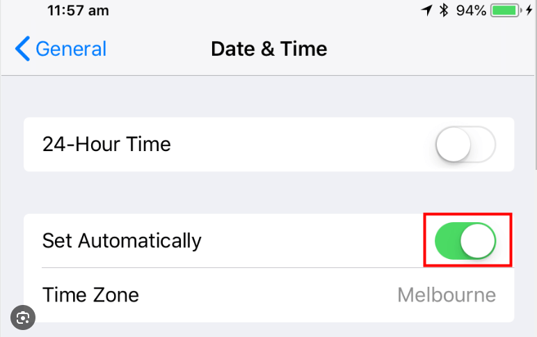 iphone set date & time automatically