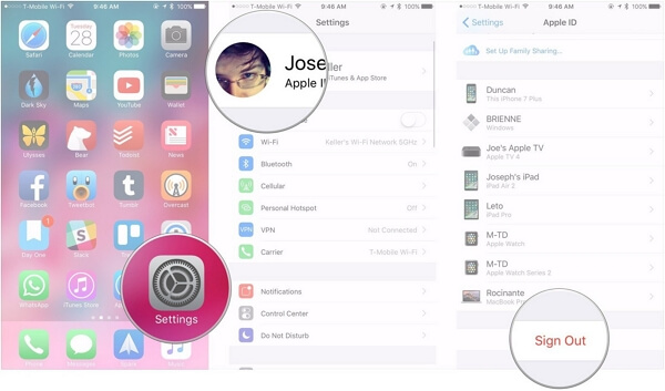 sign out of iCloud on iPhone
