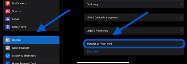 Transfer or Reset iPad