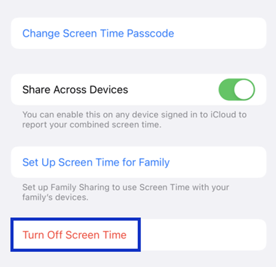 Turn Off Screen Time