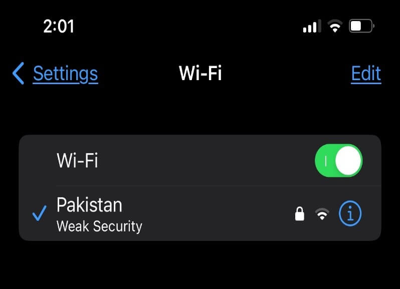 turn off wifi on iphone