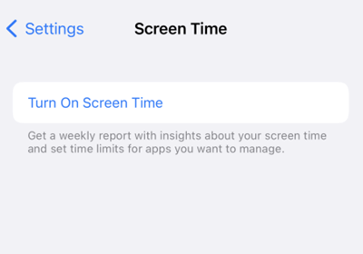 turn on screen time