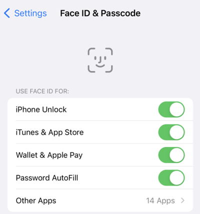 USE FACE ID FOR