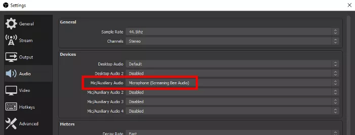 OBS setting