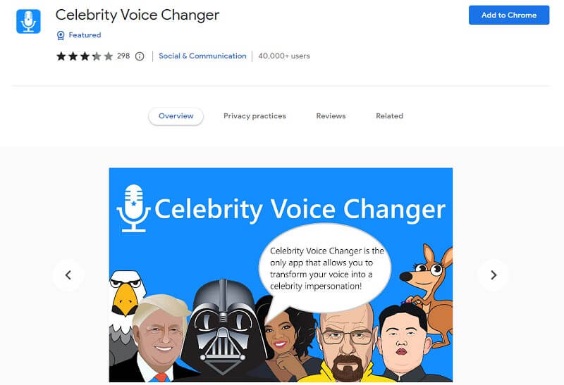celebrity voice changer for chrome