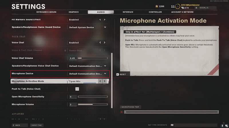 Call of Duty Voice Setting