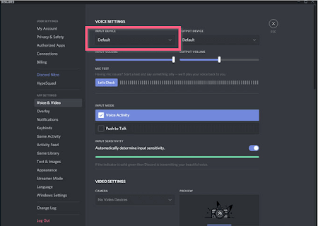 Discord Default Input Setting