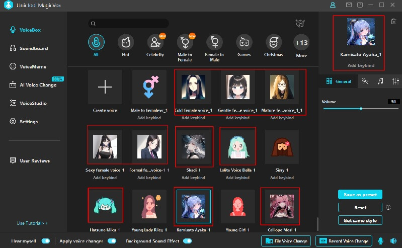 magicvox vtuber voice changer interface