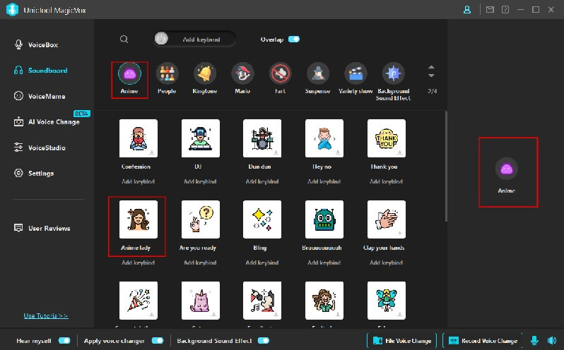 anime soundboard on magicvox voice changer