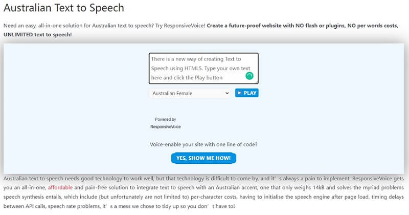 Responsive Australian Text to Speech