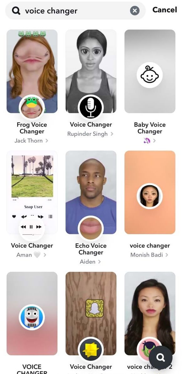 Select Lenses with Voice Filters